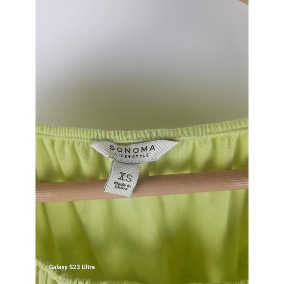 Women's,  Sonoma Lifestyle, 3/4 sleeve, szXS, peasant style NWT Neon green - Picture 3 of 6